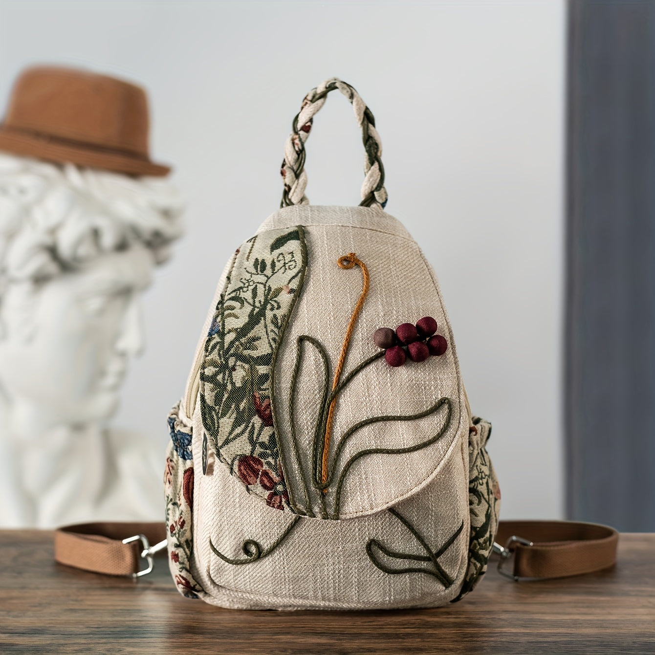 EthnoCharm Embroidered Backpack – Artistic and Practical