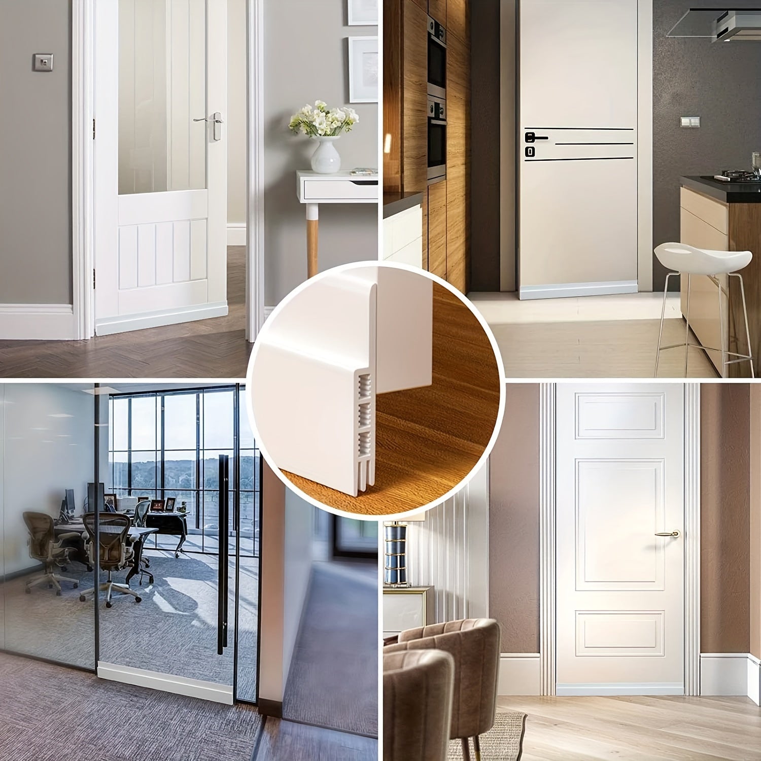 Draft Stopper for Door - Silicone Door Sweep with Strong Adhesive and Sound Insulation