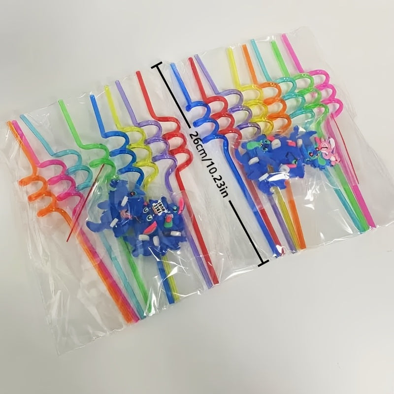 Stitch Reusable Straw Set – 16 Colorful Straws for Parties and Birthdays