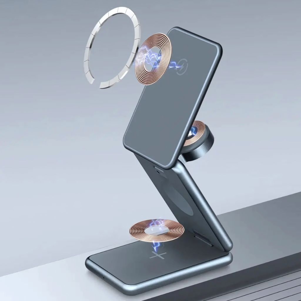 3-in-1 Foldable Wireless Charging Station – Travel-Friendly Charger for Apple Devices