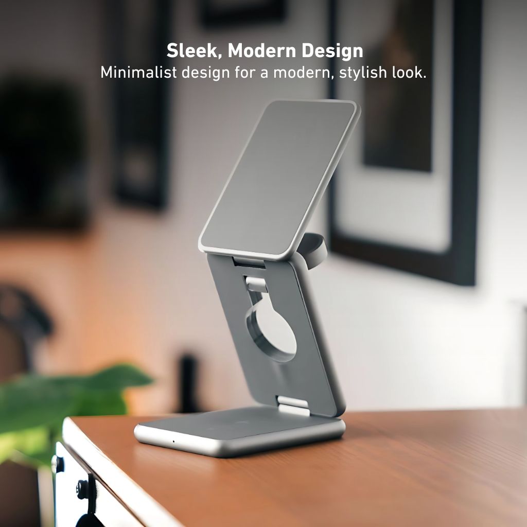 3-in-1 Foldable Wireless Charging Station – Travel-Friendly Charger for Apple Devices