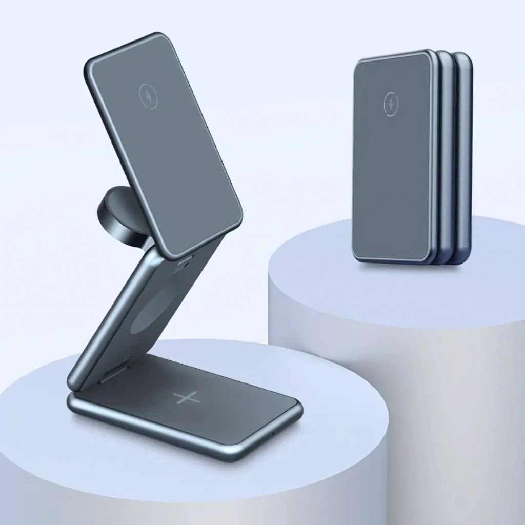 3-in-1 Foldable Wireless Charging Station – Travel-Friendly Charger for Apple Devices