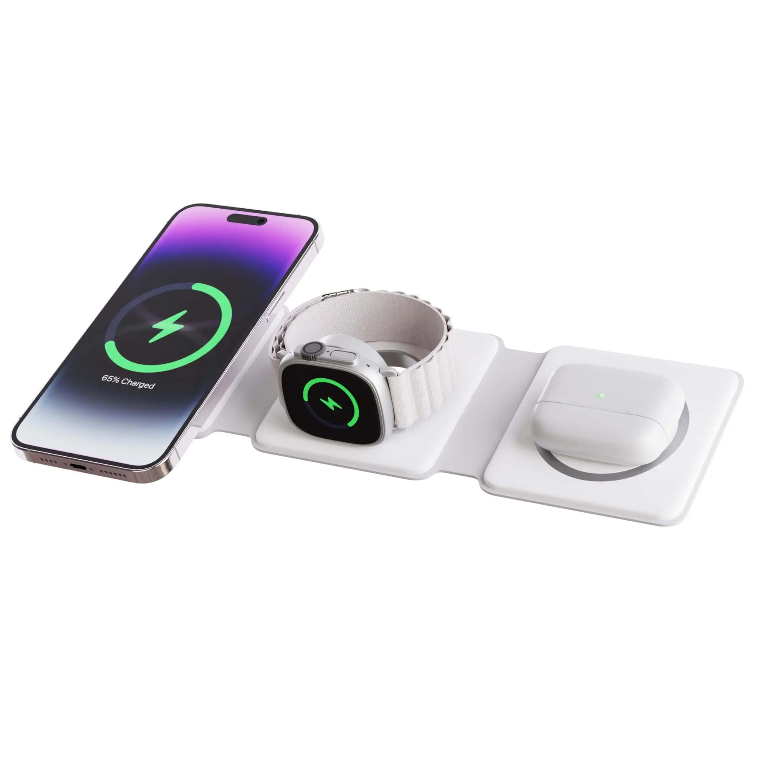 TriCharge Fold – Wireless Travel Station for iPhone, Watch and AirPods