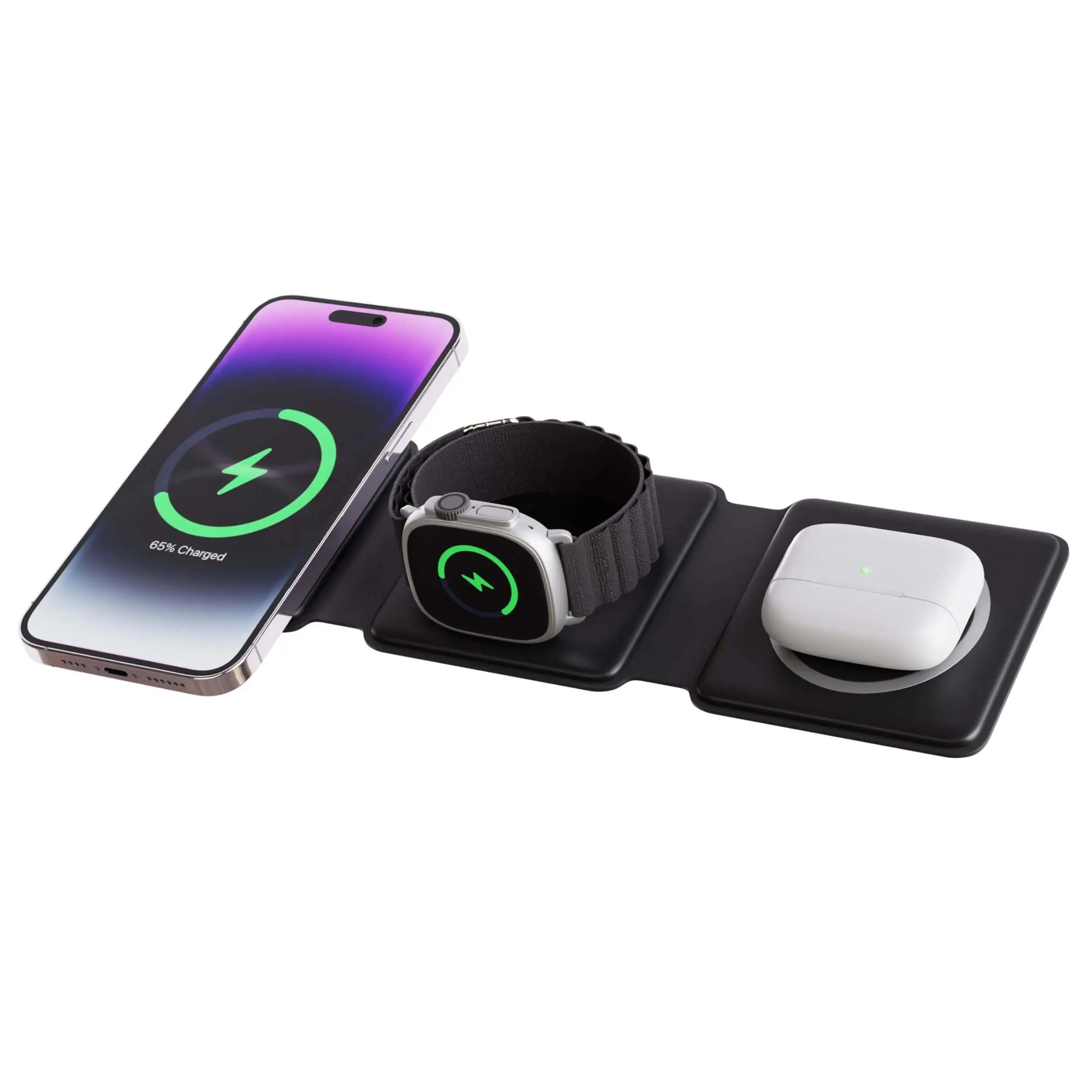 TriCharge Fold – Wireless Travel Station for iPhone, Watch and AirPods