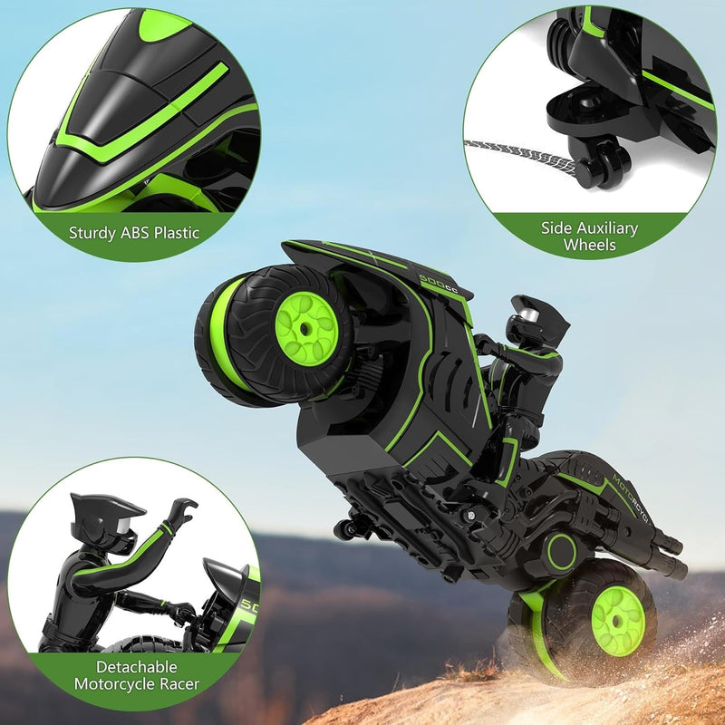 Remote-Controlled Stunt Motorcycle – 360° Rotating Wheels and High Speed for Kids