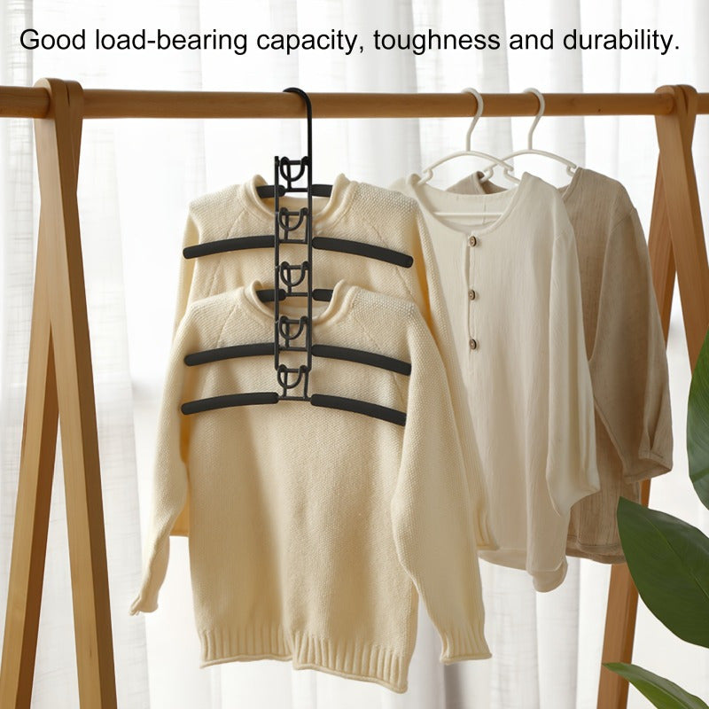 Multi-Layer Hanger Set – 5-in-1 Space-Saving Organizer with Non-Slip Foam Pads
