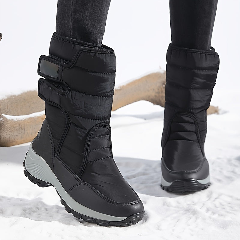 Ladies Mid-Cut Snow Boots – Warm Winter Boots with Anti-Slip Sole and Velcro Closure