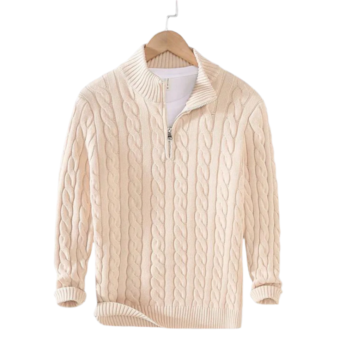 Lars Cable Sweater with Half Zip – Timeless and Warm