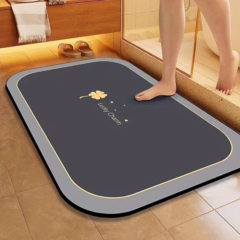 Lucky Charm Quick-Drying Bathroom Mat - Geometric Design with Non-Slip for Shower and Entrance