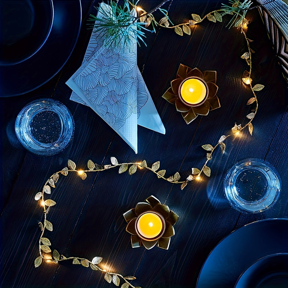 Golden Leaves Fairy Lights - Elegant Lighting for Table Settings and Parties