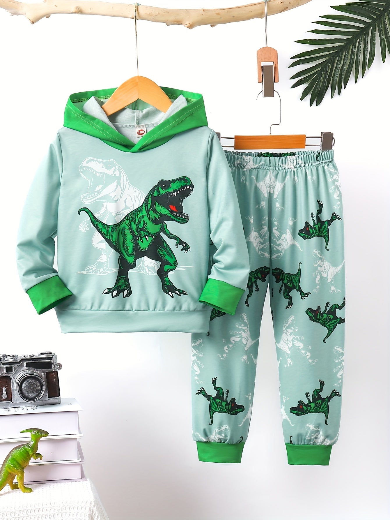 Dino Print Hoodie and Pants Set – Comfortable and Stylish for Boys