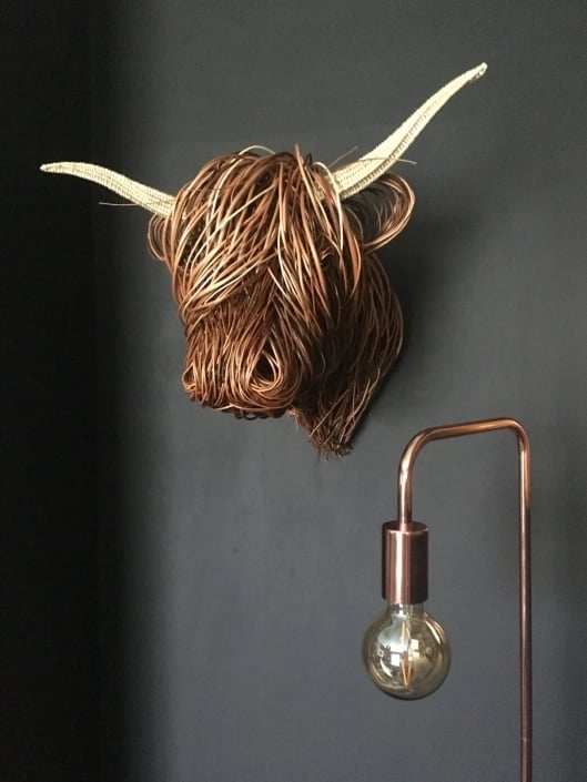 Toro Rustic Wall Sculpture – Handmade Rattan Artwork