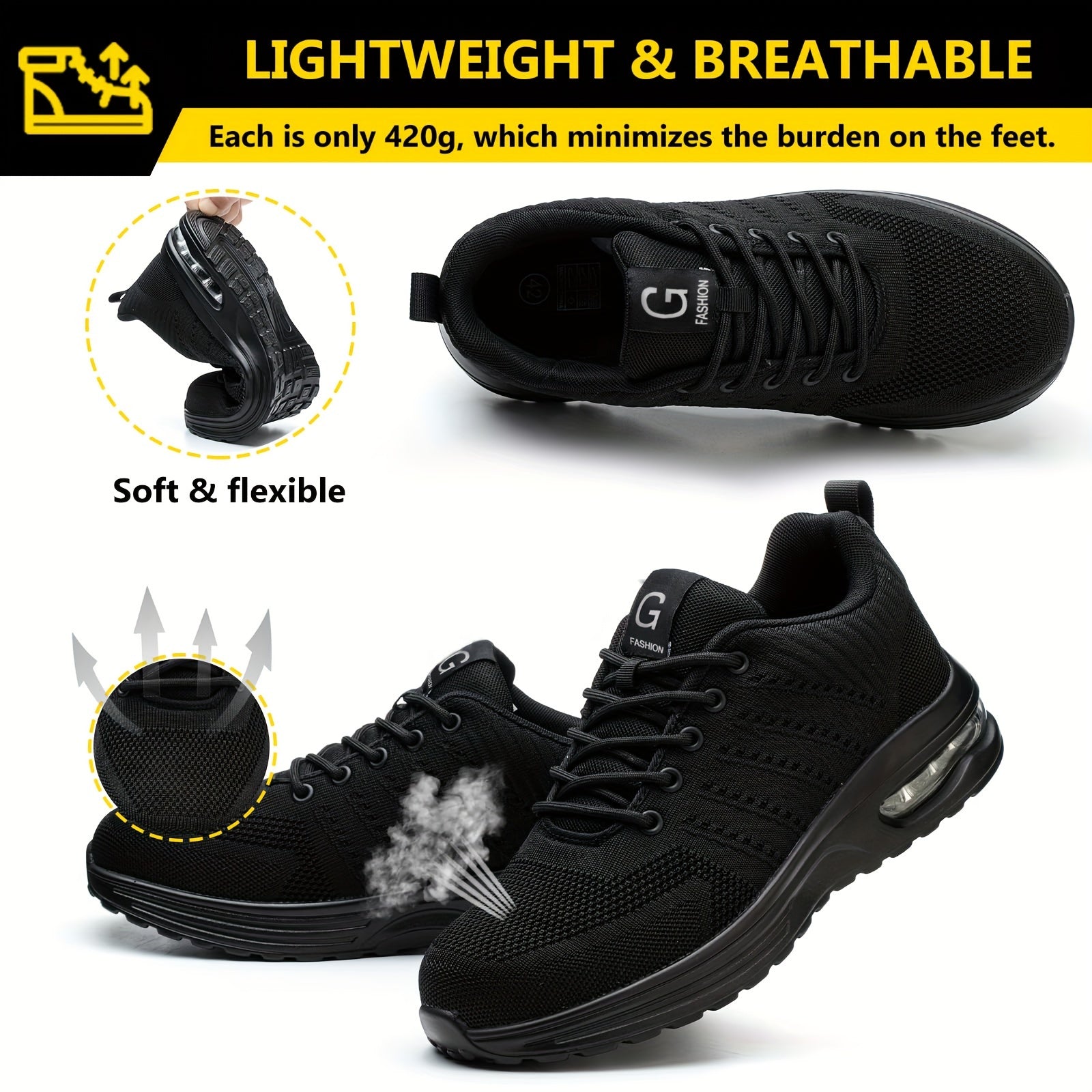 Steel Toe Safety Work Sneakers for Men – Breathable and Puncture Resistant