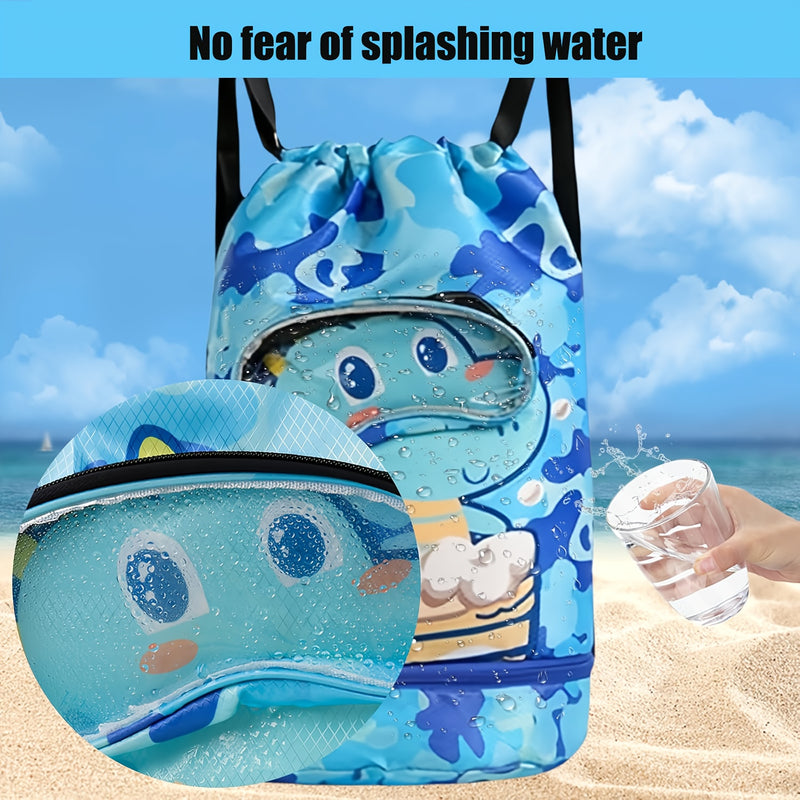 Ocean-Themed Swim Backpack – Waterproof with Wet/Dry Separation