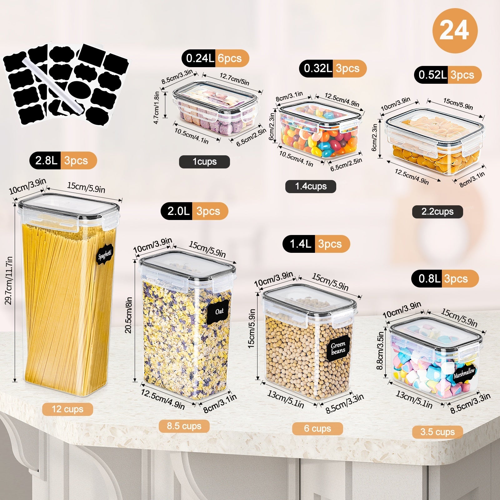 24-Piece Premium Kitchen Storage Set – Practical and Organized