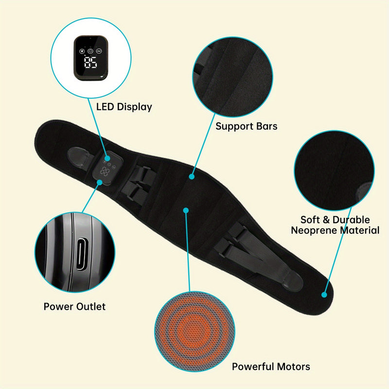 Wireless Heated Massage Belt for Back and Waist – 3 Adjustable Heat and Vibration Modes for Maximum Relaxation