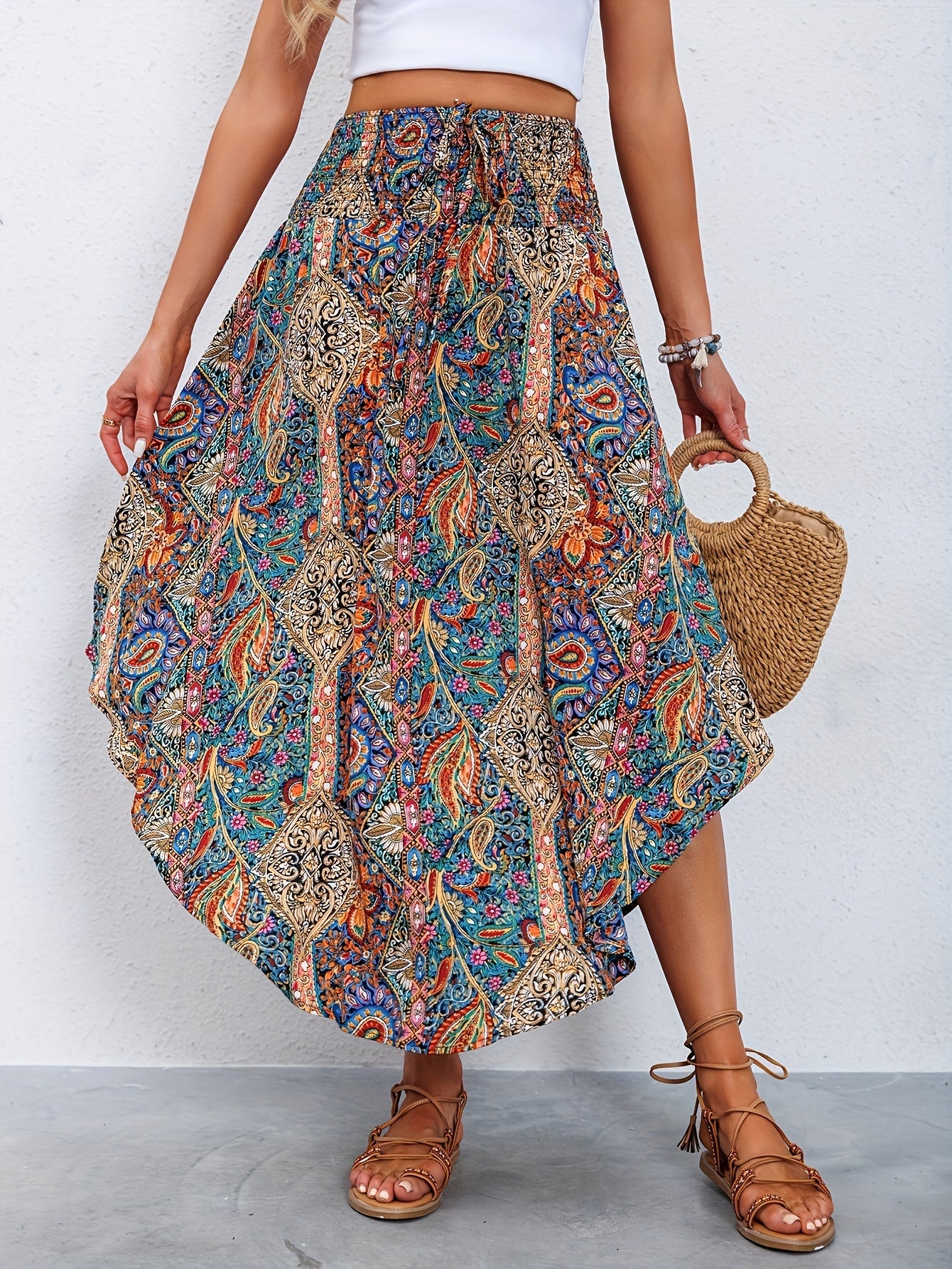 Paisley Print High Waist Skirt – Stylish and Comfortable for Summer and Spring