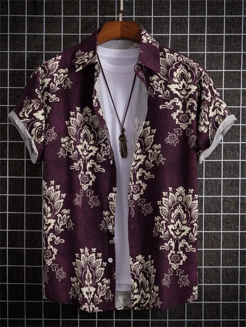 TropicWave Men's Palm Print Shirt – Fresh and Fashionable
