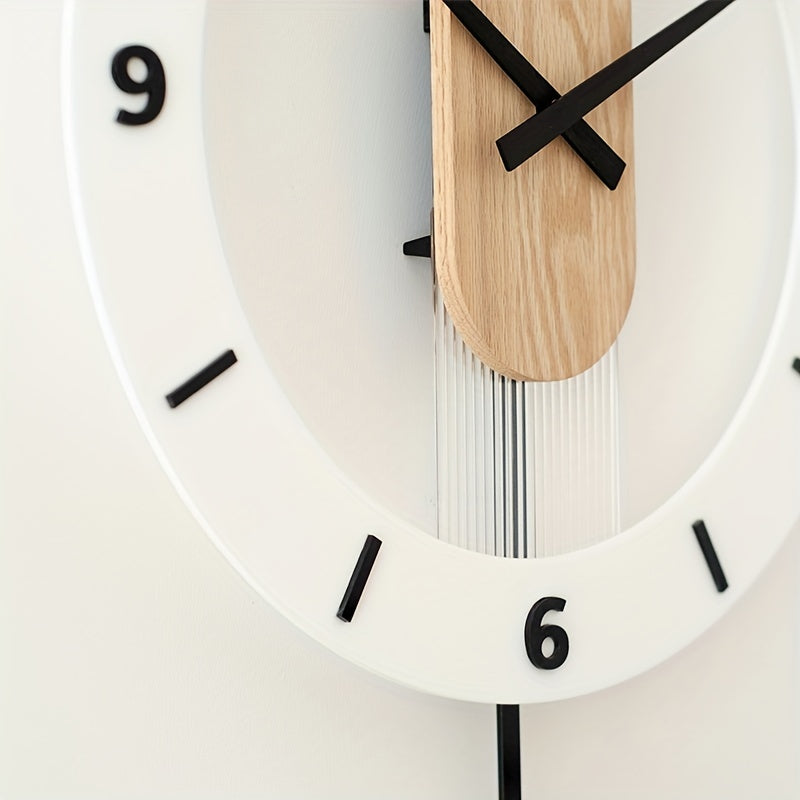 Creative Pendulum Wall Clock Made of Wood and Acrylic – Stylish and Silent Decoration