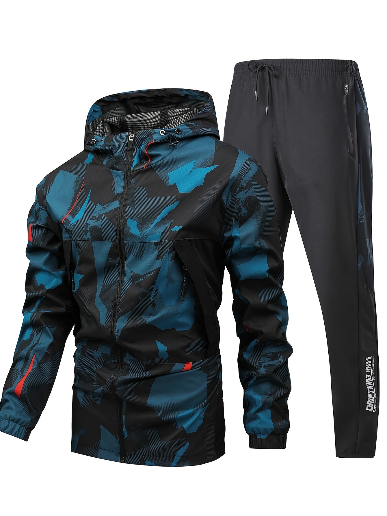 Sporty Outfit for Men – Comfortable Hoodie and Long Pants in Camouflage Design