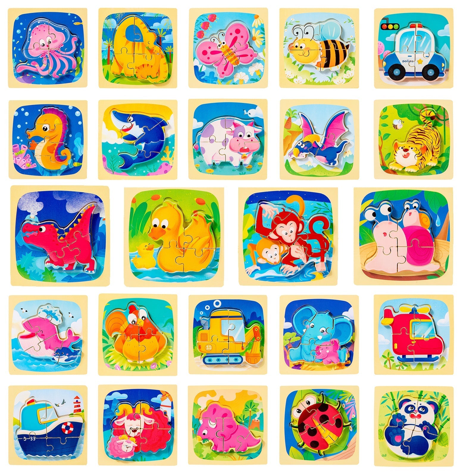 Wooden Animal Puzzles for Children - Educational and Fun