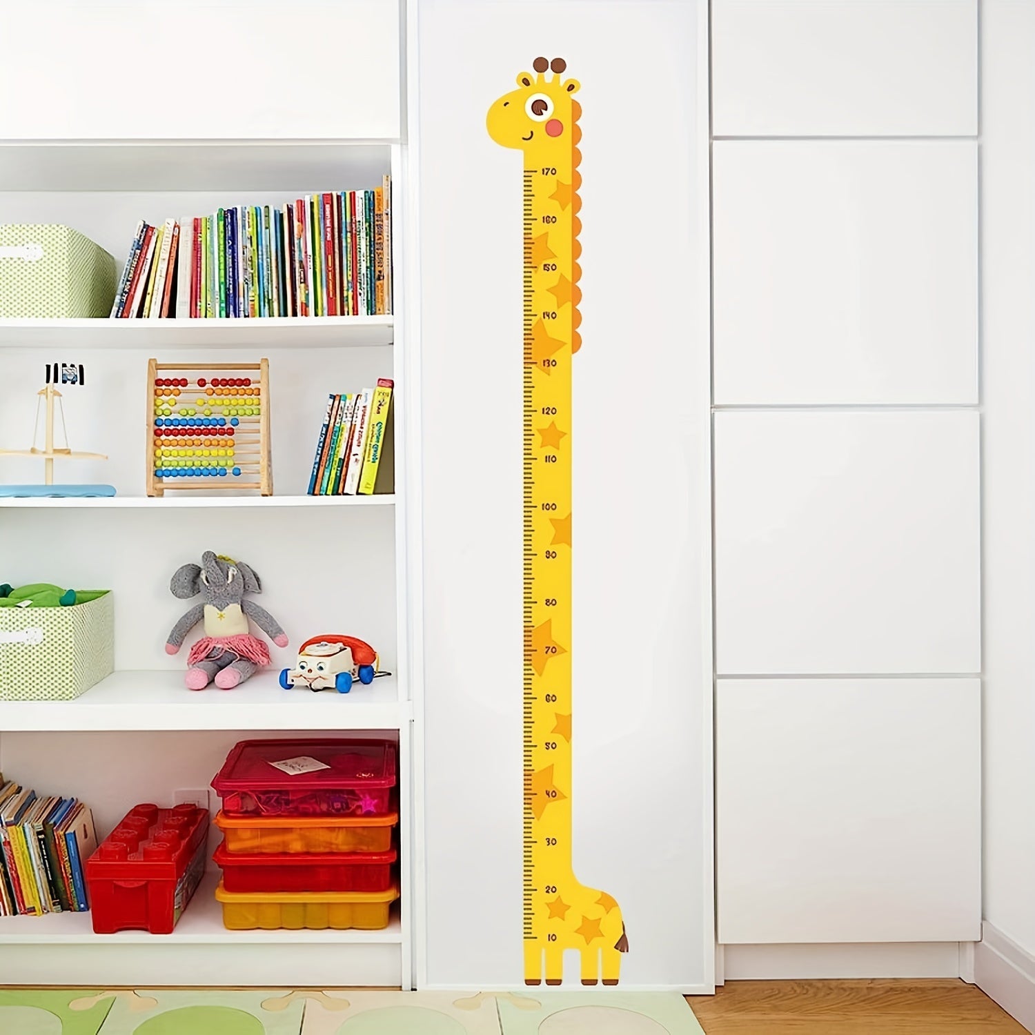 Cute Giraffe Growth Height Chart for Kids - Easy to Stick and with Colorful Tail