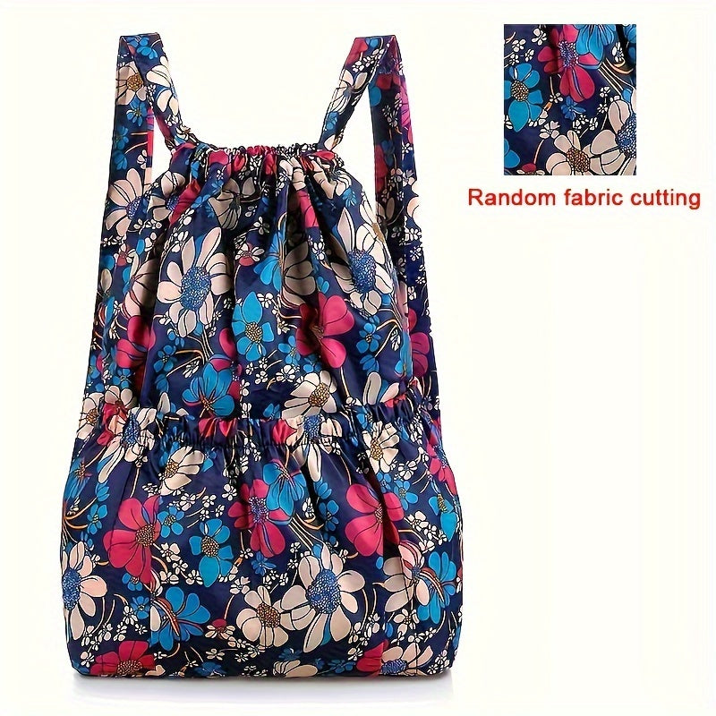 Geometric Nylon Backpack with Drawstring Closure – Perfect for Travel and Sports Activities
