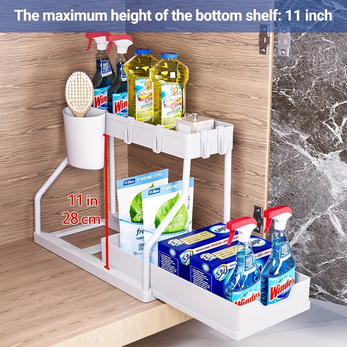 Compact 2-Tier Storage Rack – Smart and Space-Saving for Any Cabinet