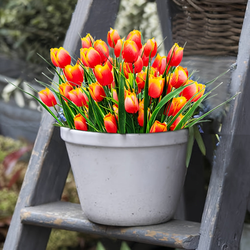 Set of 6 Bundles of Artificial Tulips – UV-Resistant and Realistic for Garden and Interior Decoration