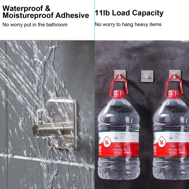 4-Piece Self-Adhesive Stainless Steel Wall Hook Set – Minimalistic, Strong, and Waterproof