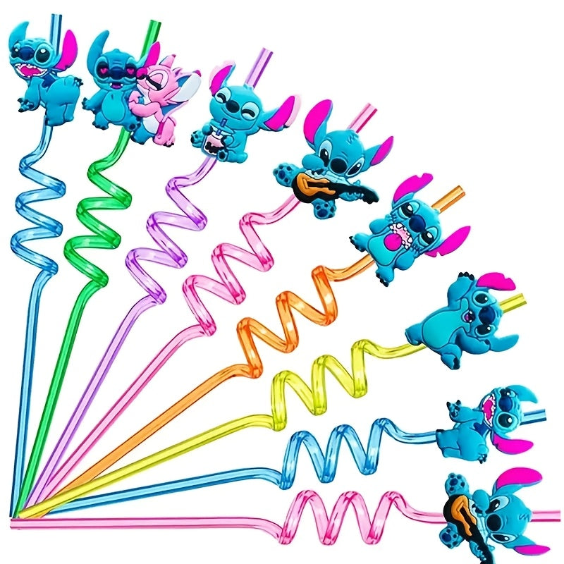 Stitch Reusable Straw Set – 16 Colorful Straws for Parties and Birthdays