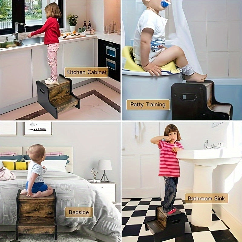 Rustic Wooden Stackable Stool - For Convenience and Safety