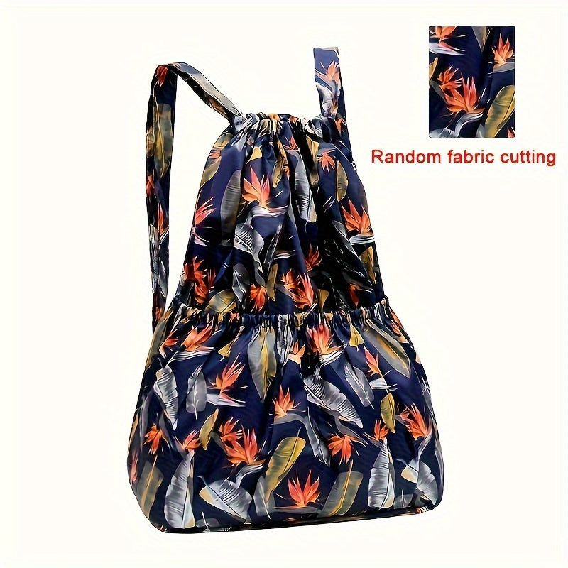 Geometric Nylon Backpack with Drawstring Closure – Perfect for Travel and Sports Activities