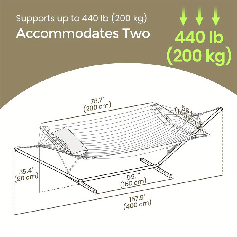 Padded Hammock with Stand – Comfortable Bamboo Spreader and Cushion