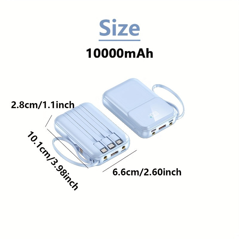 Ultimate Portable Power Bank 10000mAh - Fast Charging with Built-in Cables