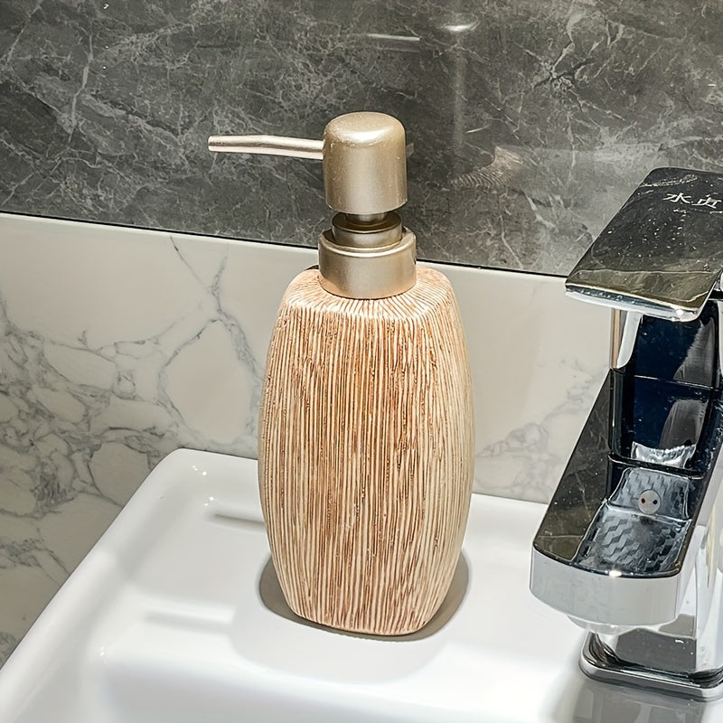 Wood Grain Style Ceramic Bathroom Set – Luxury Accessories for a Natural Touch in Your Bathroom