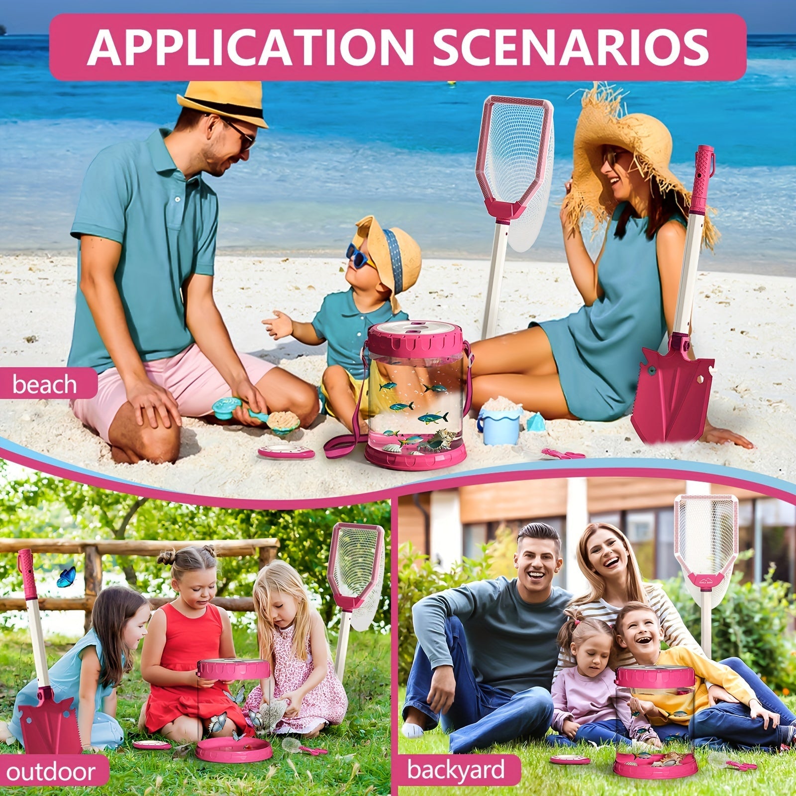 Beach Adventure Playset for Kids – Complete with Foldable Bucket, Shovel, and Net for Outdoor Exploration