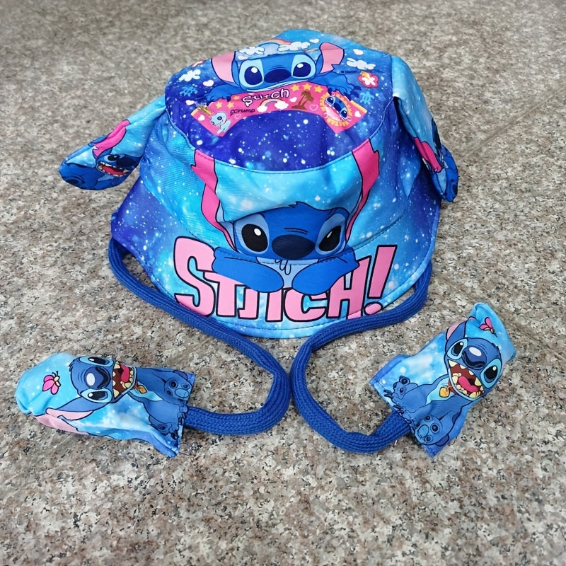 Moving Ears Fisherman Hat for Kids – Cute Cartoon Stitch Design