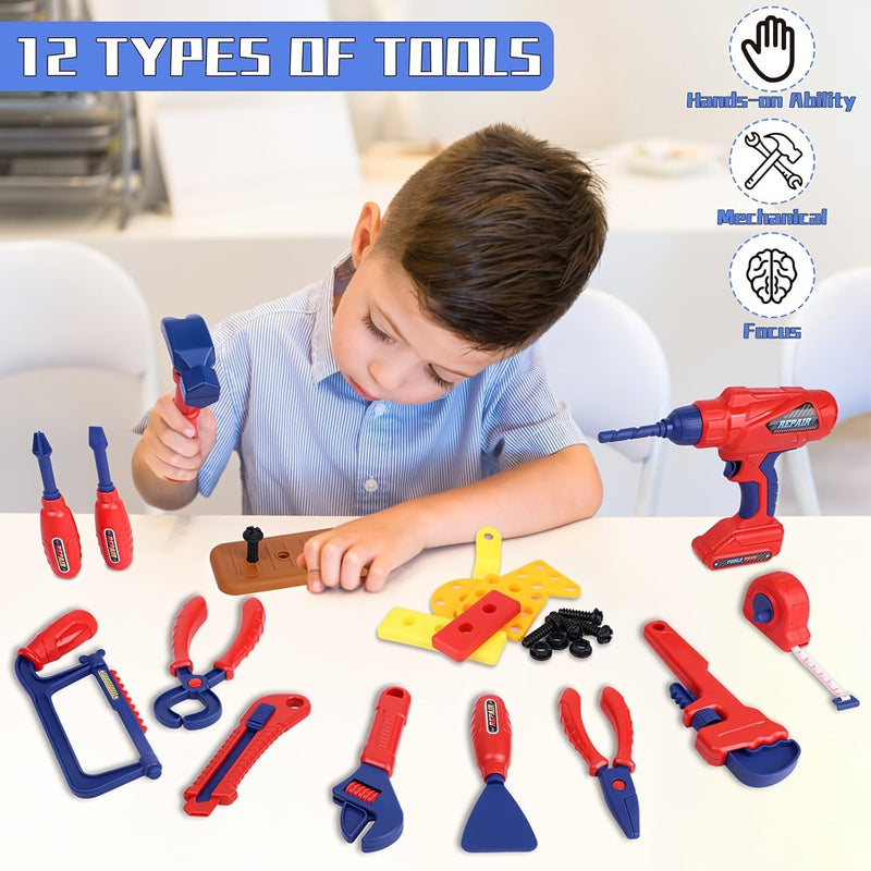 48-Piece Tool Set for Kids – With Electric Drill, Safety Helmet, and Storage Bag