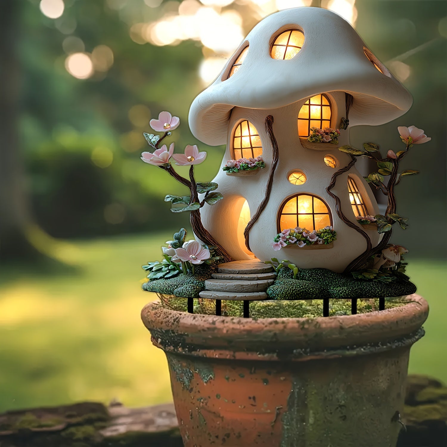 Enchanting Christmas Cottage Garden Statue - A Magical Atmosphere for Your Garden