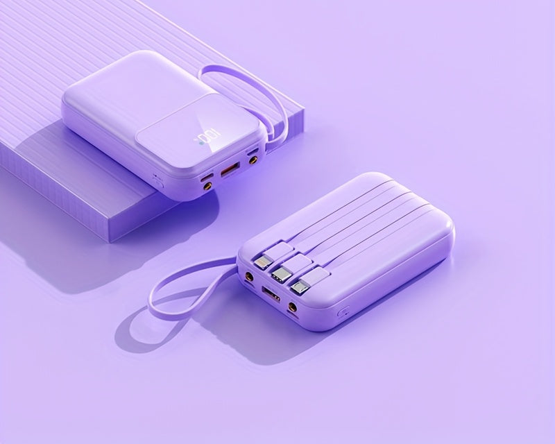 Ultimate Portable Power Bank 10000mAh - Fast Charging with Built-in Cables
