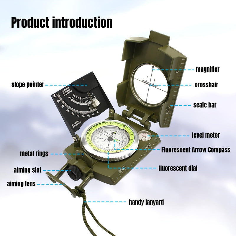TrekGuard Military Compass – Waterproof and Illuminated for Precise Navigation