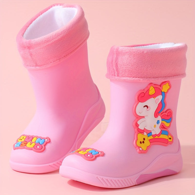Children's Rain Boots with Cartoon Space Traveler – Warm and Waterproof for Winter