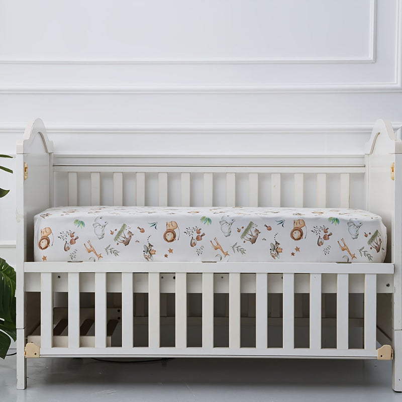 Soft Animal Print Crib Sheets – 4-Piece Set for Comfort and Style in the Nursery
