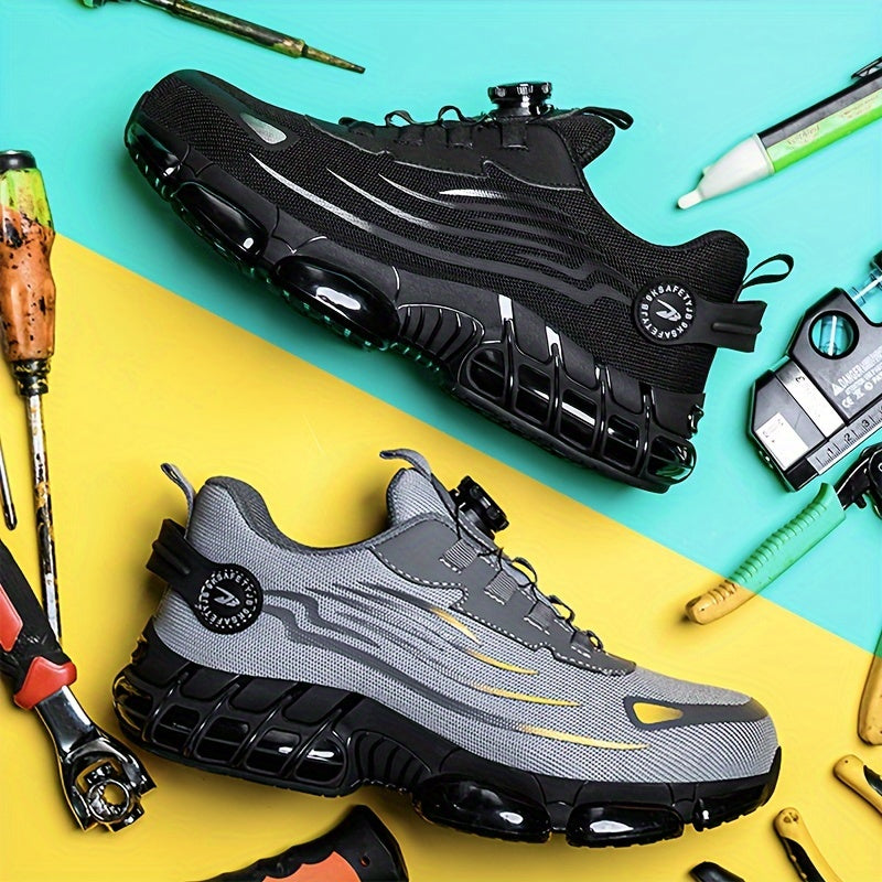 Safety Work Shoes for Men - Breathable and Slip-Resistant with Rotating Buckle