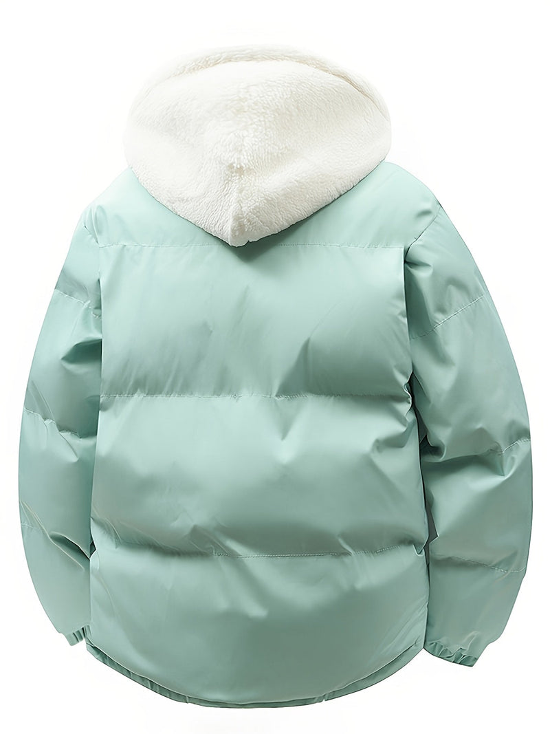 Padded Winter Coat with Teddy Lining and Hood – Casual Unisex Model