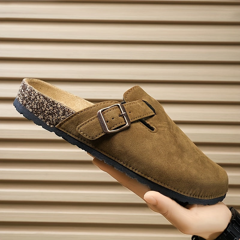 Unisex Slip-on Faux Suede Mules – Lightweight and Comfortable with Cork Sole
