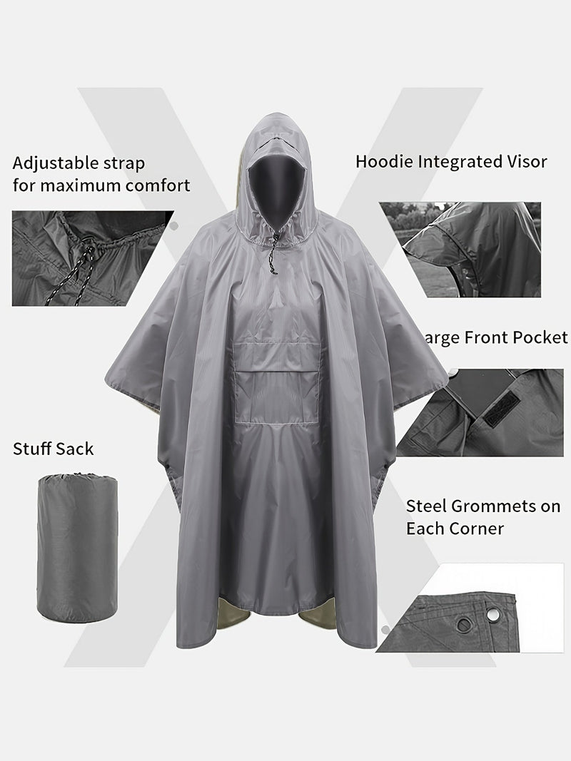 Waterproof 3-in-1 Poncho – Multifunctional and Breathable for Hiking, Camping, and Biking