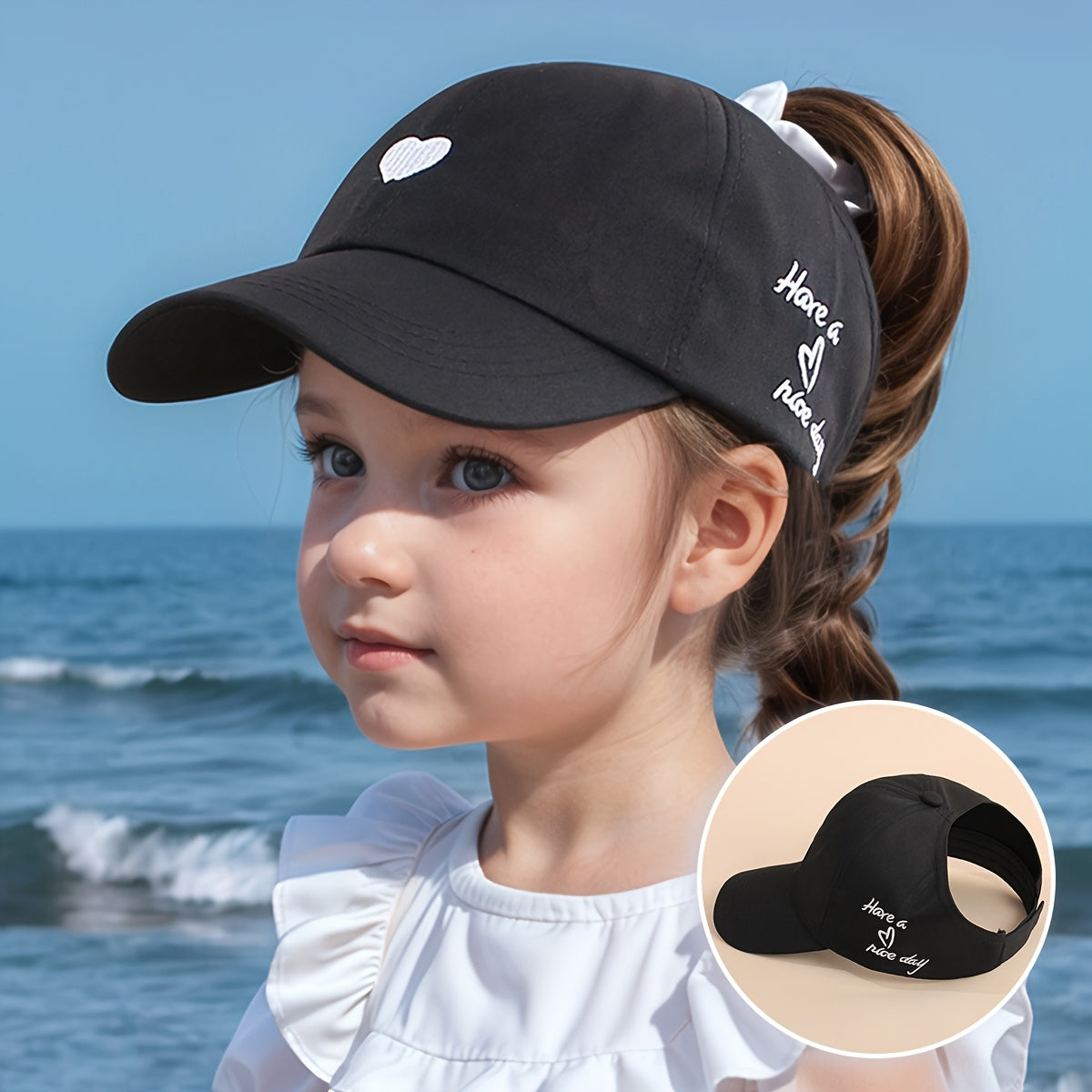 Adjustable Baseball Cap for Kids – Heart Embroidery and Breathable Fit