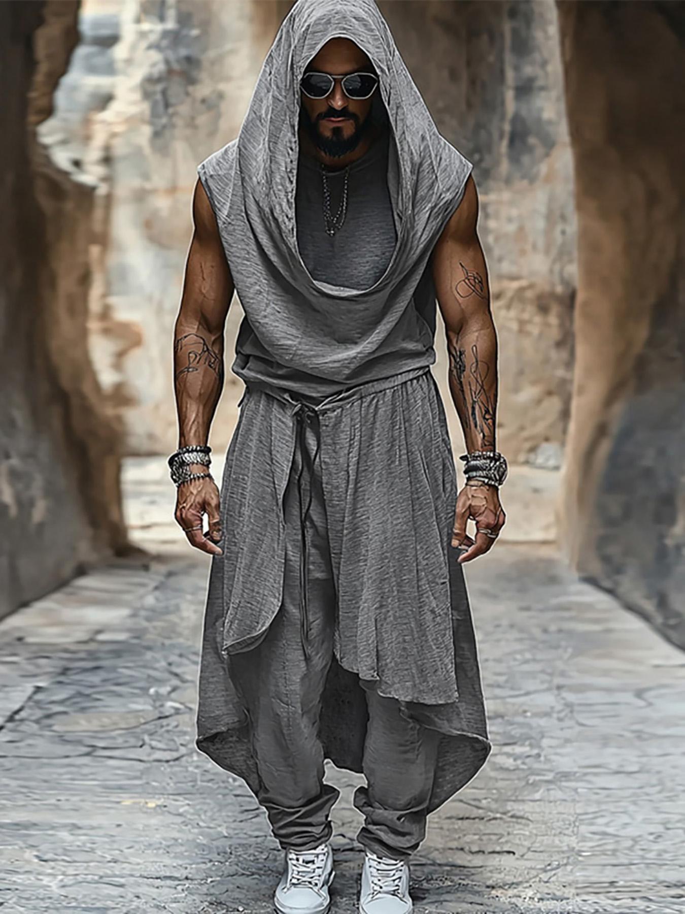Cool Mid-Length Men's Set – Sleeveless Vest and Baggy Pants